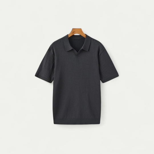 Men Ribbed Old Money Polo Shirt