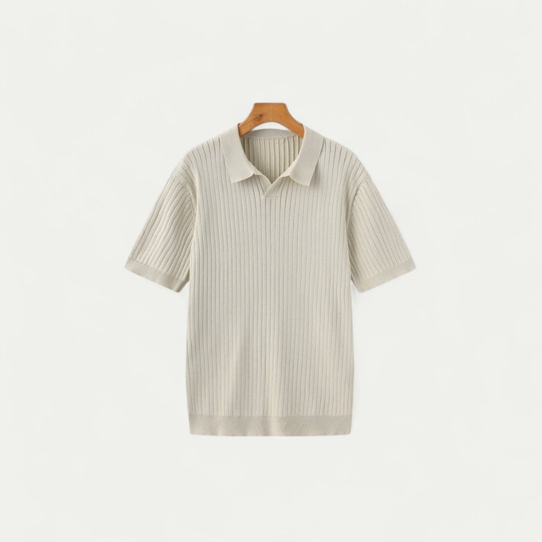 Men Ribbed Old Money Polo Shirt