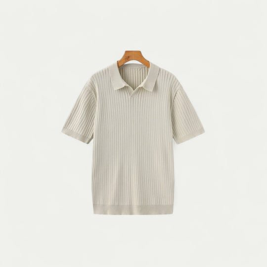Men Ribbed Old Money Polo Shirt