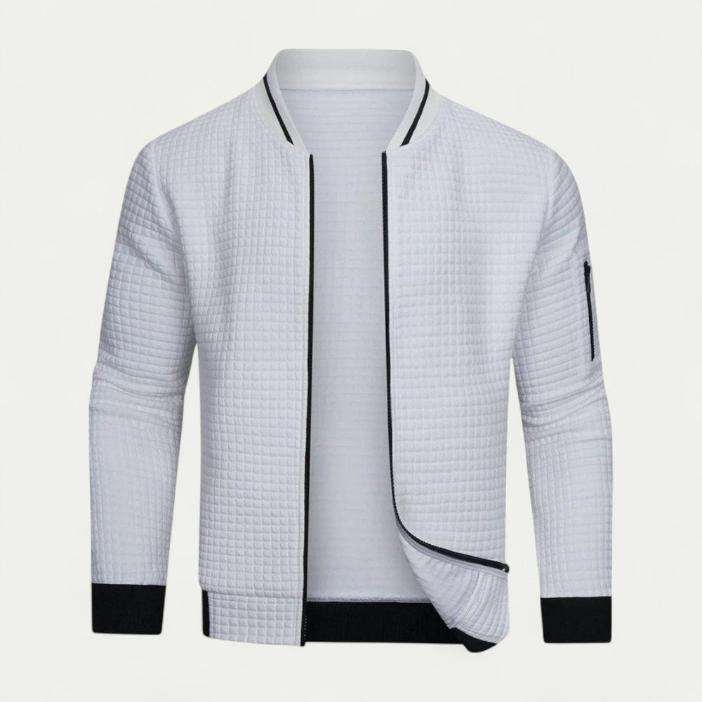 Randimo | Men Checkered Corduroy Zipper Quilted Bomber Jacket