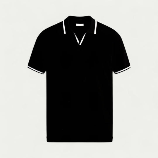 Cotton Blend Knitted Polo Shirt with Contrast Collar Detail