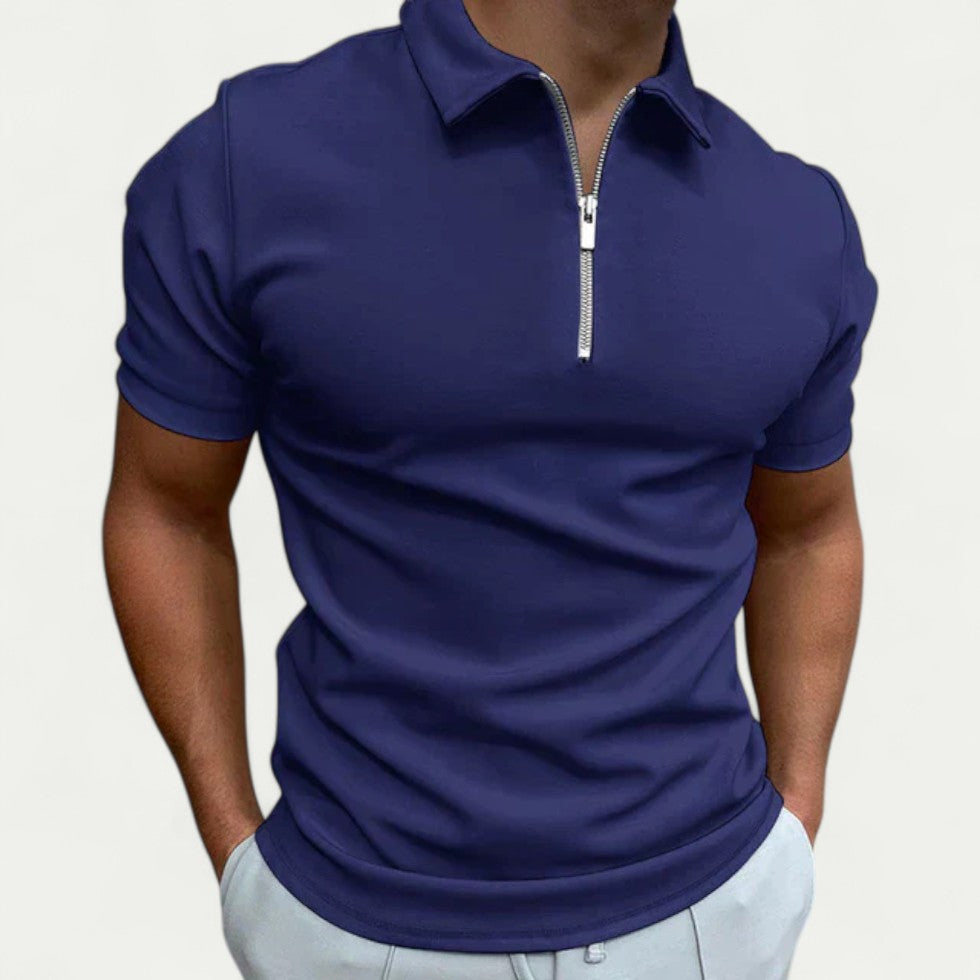 Zip Neck Cotton Blend Polo Shirt for Smart Casual Everyday Looks
