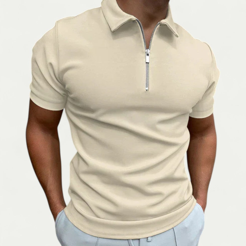 Zip Neck Cotton Blend Polo Shirt for Smart Casual Everyday Looks