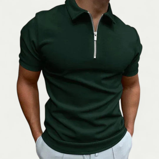 Zip Neck Cotton Blend Polo Shirt for Smart Casual Everyday Looks