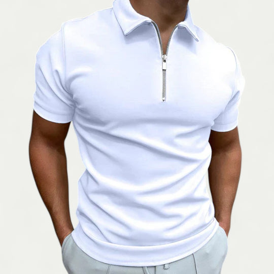 Zip Neck Cotton Blend Polo Shirt for Smart Casual Everyday Looks