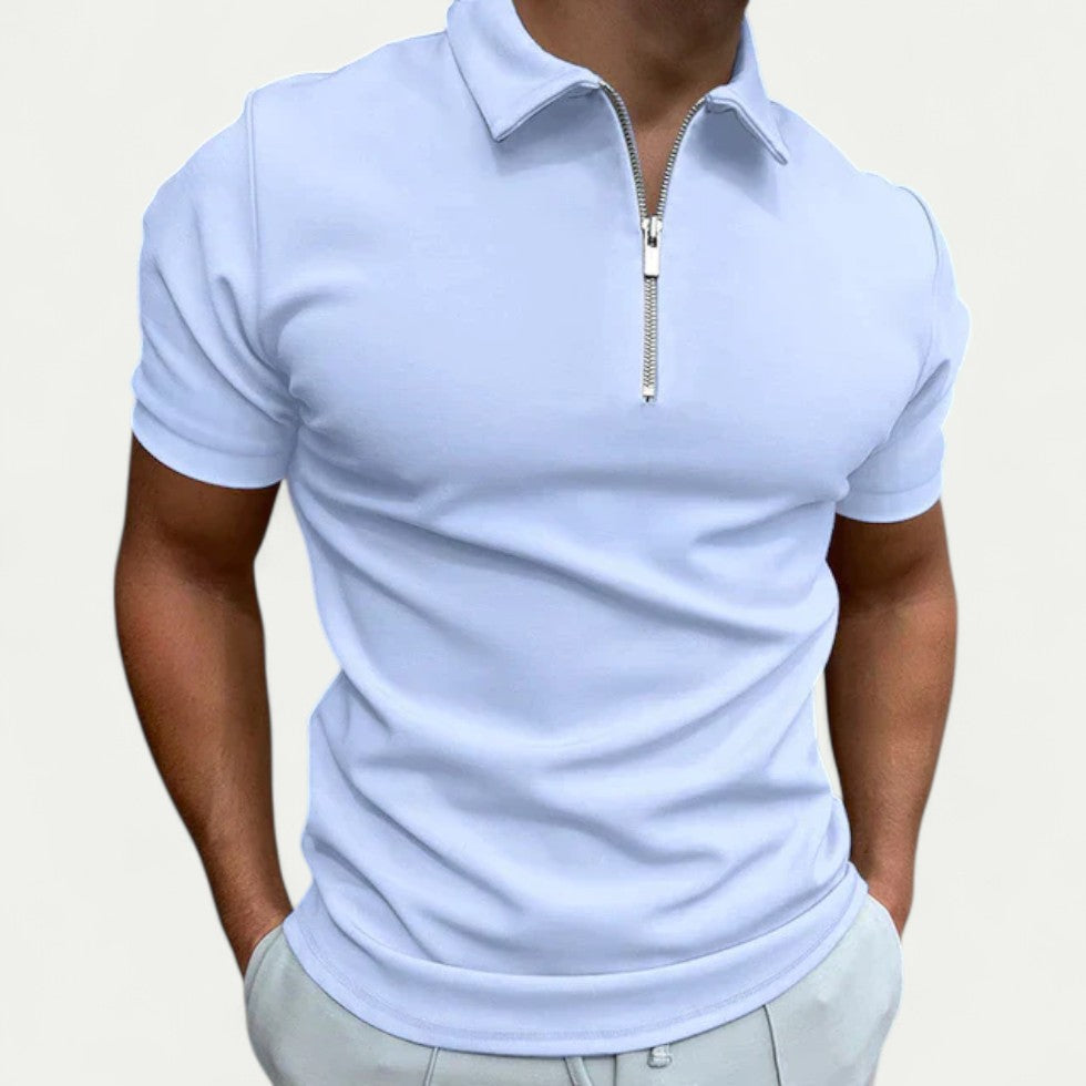 Zip Neck Cotton Blend Polo Shirt for Smart Casual Everyday Looks