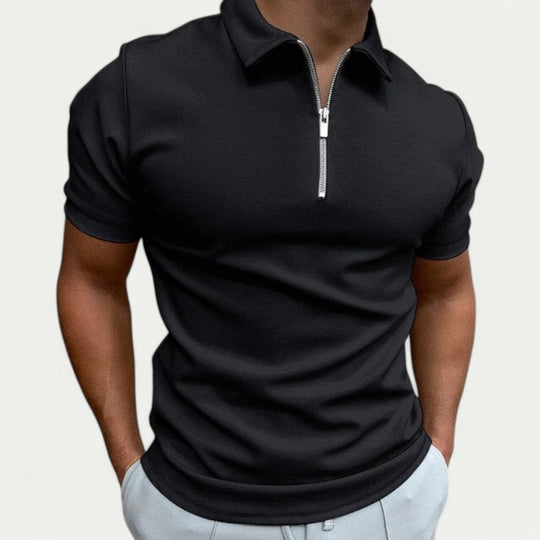 Zip Neck Cotton Blend Polo Shirt for Smart Casual Everyday Looks