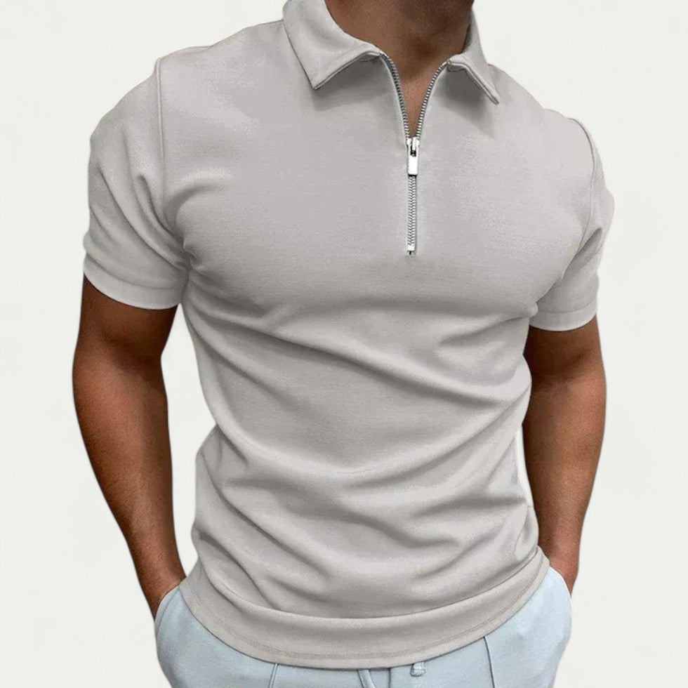 Zip Neck Cotton Blend Polo Shirt for Smart Casual Everyday Looks