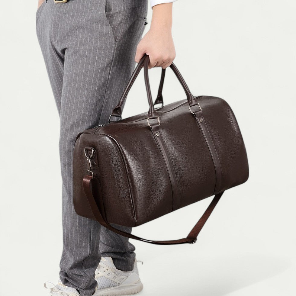 Large Leather Travel Duffel Bag for Men Weekend Gym Holdall