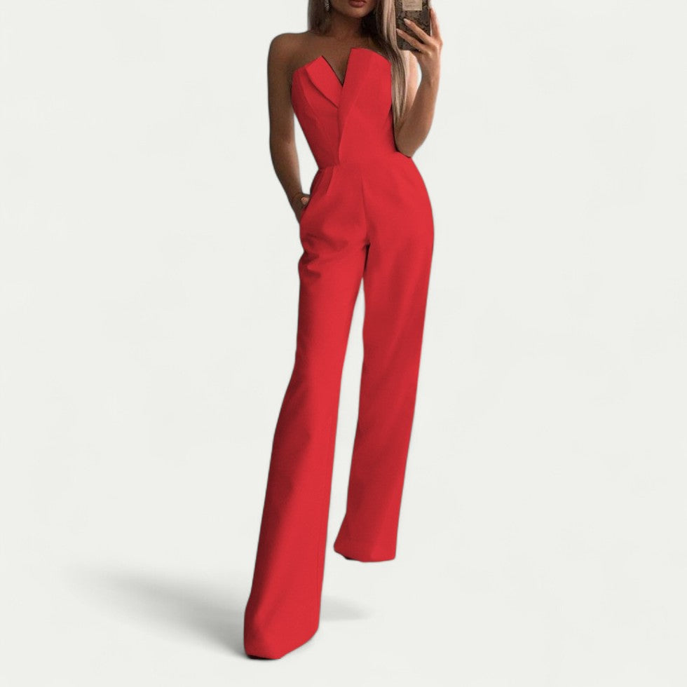 Elegant Strapless Wide Leg Jumpsuit for Formal Occasions
