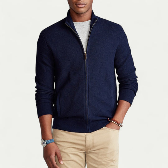 Full Zip Knit Jacket for Men Smart Casual Layer