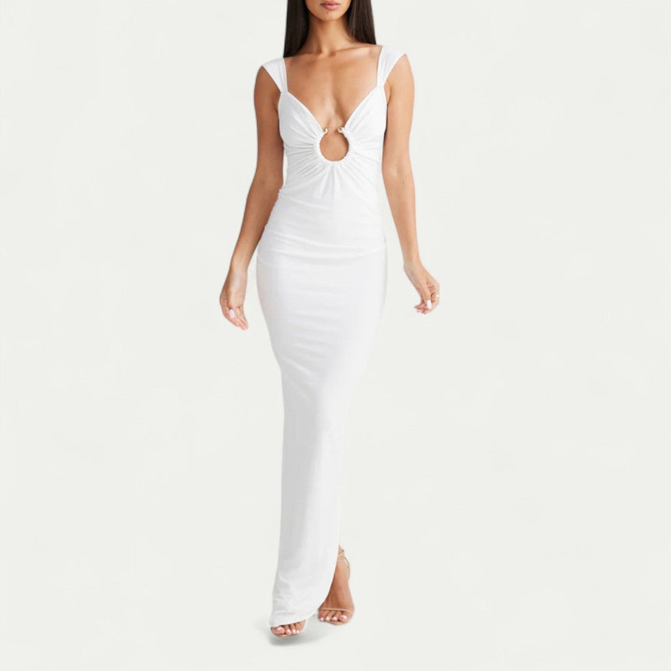 Cut Out Backless Maxi Dress for Elegant Evening Occasions