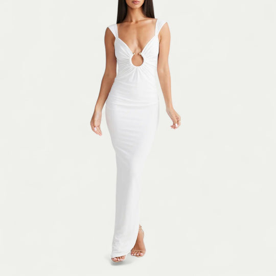Cut Out Backless Maxi Dress for Elegant Evening Occasions