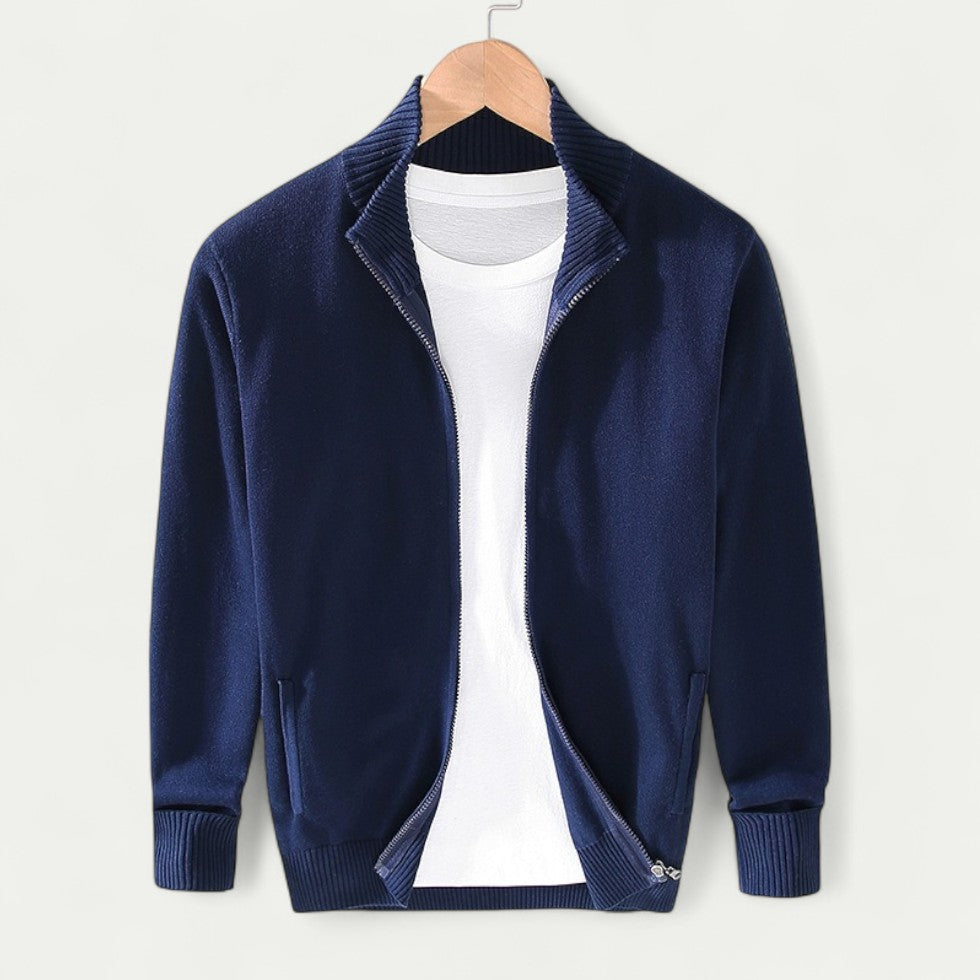 Full Zip Knit Jacket for Men Smart Casual Layer