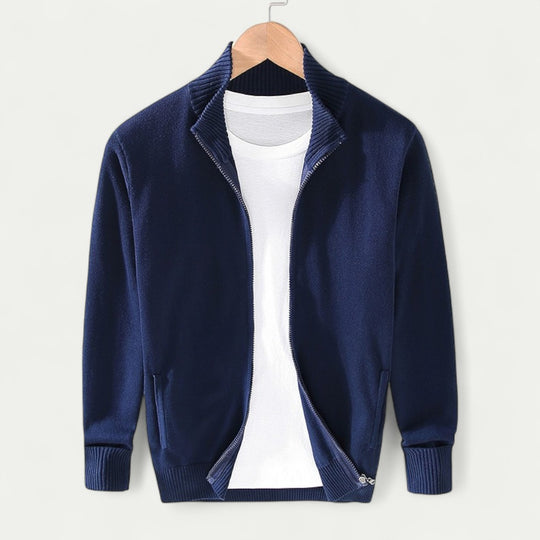 Full Zip Knit Jacket for Men Smart Casual Layer