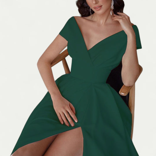 Off Shoulder Split Maxi Dress for Evening and Wedding Events