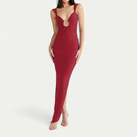 Cut Out Backless Maxi Dress for Elegant Evening Occasions