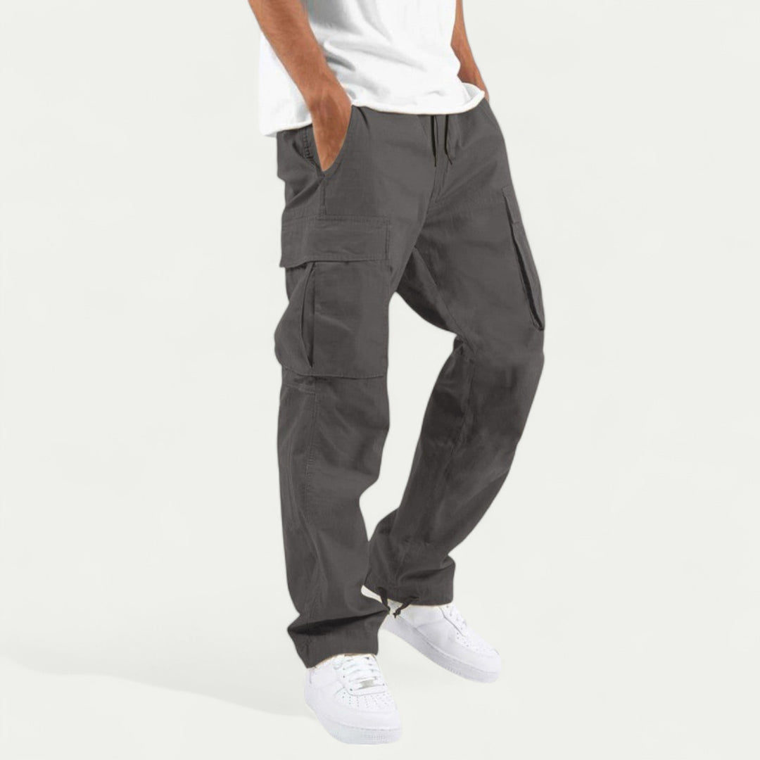 Men Drawstring Multi Pocket Casual Cargo Pants