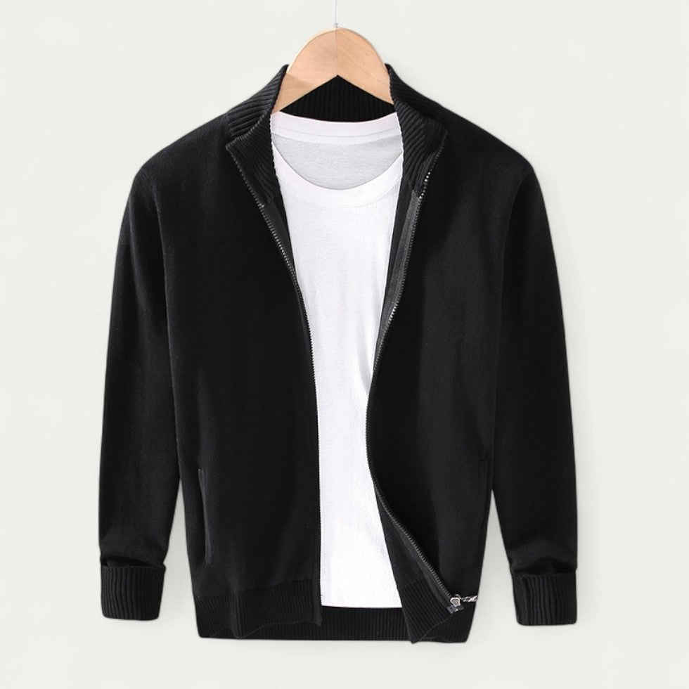 Full Zip Knit Jacket for Men Smart Casual Layer