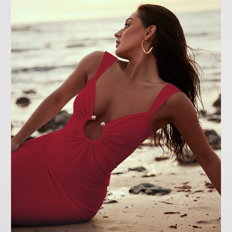 Cut Out Backless Maxi Dress for Elegant Evening Occasions