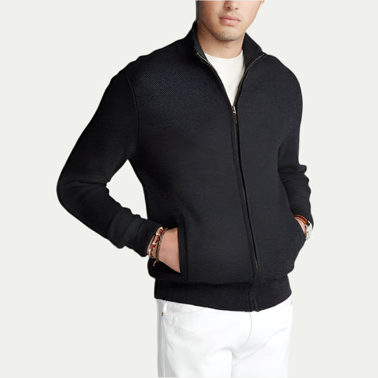 Full Zip Knit Jacket for Men Smart Casual Layer
