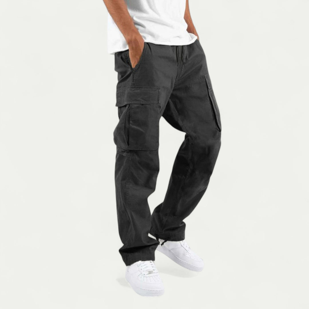 Men Drawstring Multi Pocket Casual Cargo Pants