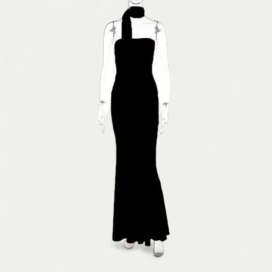 Strapless Ribbed Maxi Dress for Wedding and Evening Glamour