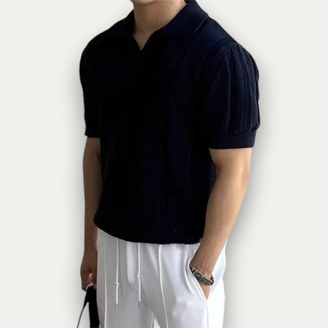 Randimo | Men's Slim-Fit Mesh Knit Polo Shirt, Breathable Summer Style