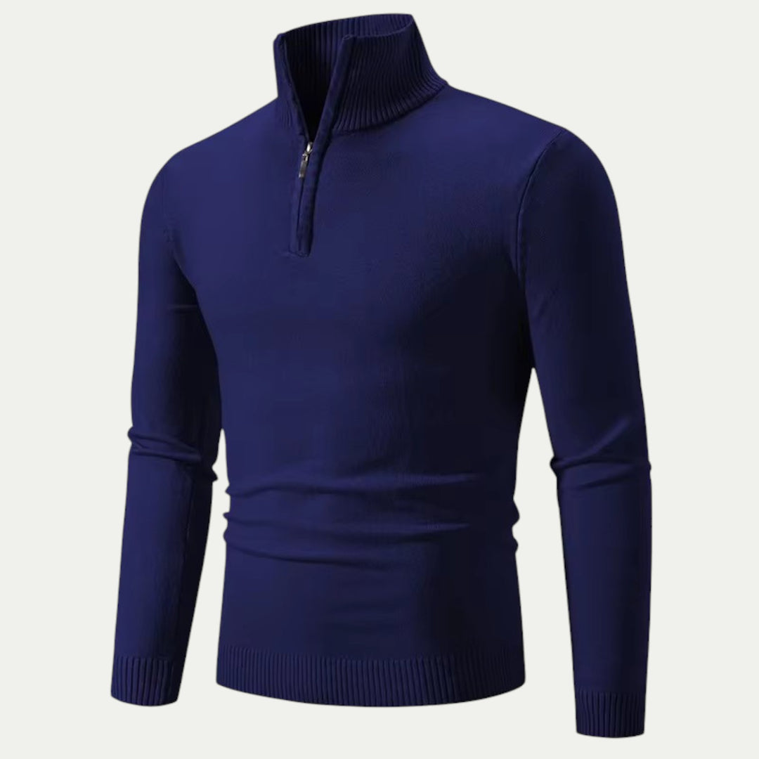 Randimo | Men's Streetwear Half-Zip Turtleneck Knitted Pullover, Breathable Autumn Sweater