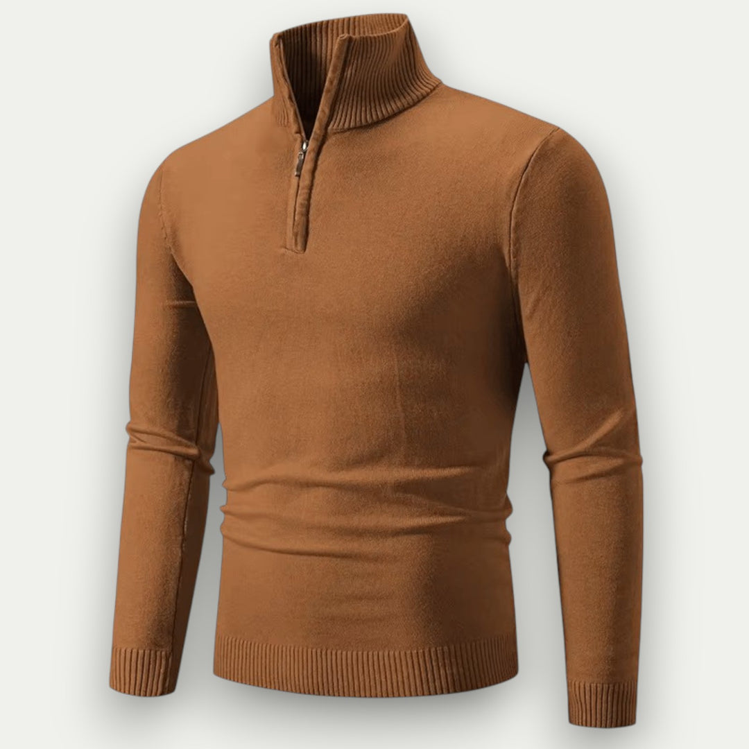 Randimo | Men's Streetwear Half-Zip Turtleneck Knitted Pullover, Breathable Autumn Sweater