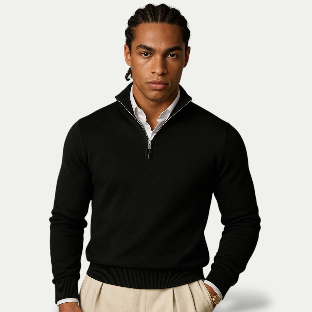 Mens Long Sleeve Cotton Half Zip Sweater