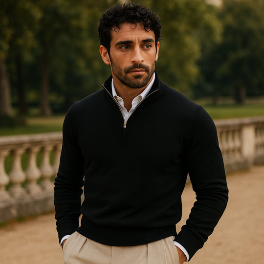 Mens Long Sleeve Cotton Half Zip Sweater