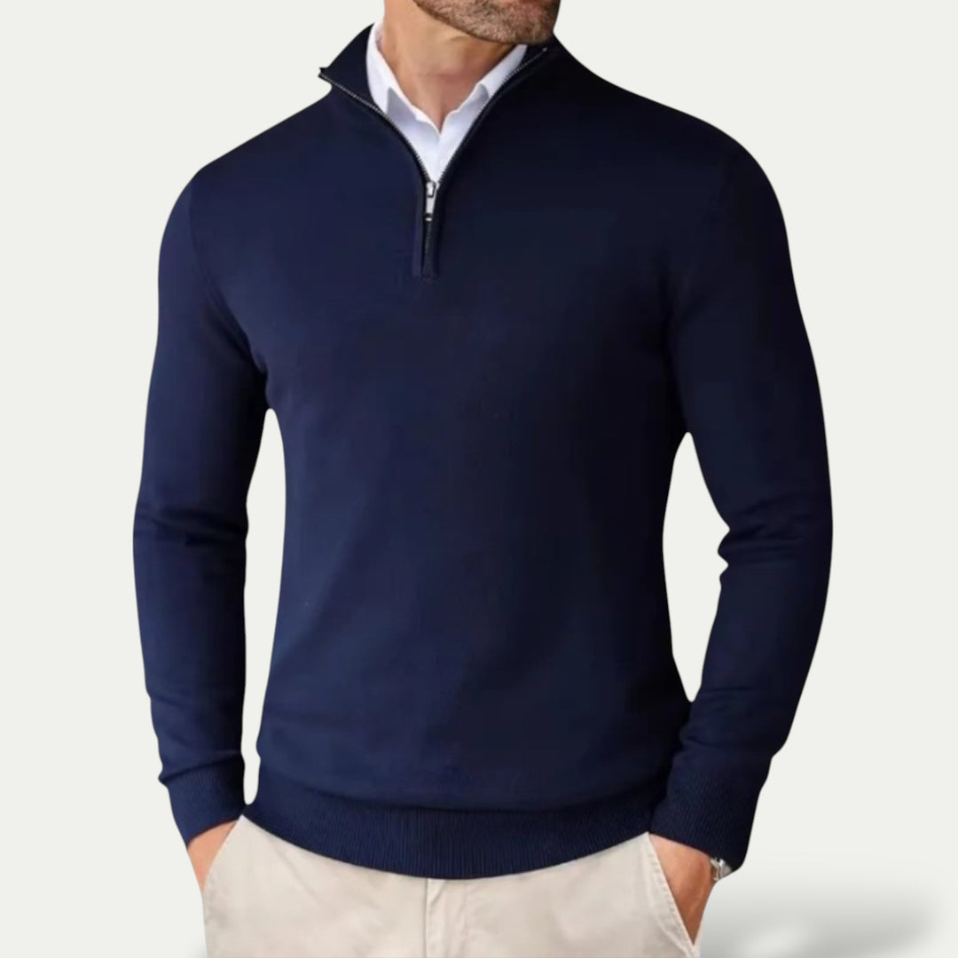 Mens Long Sleeve Cotton Half Zip Sweater