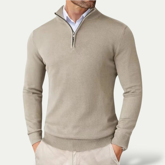 Mens Long Sleeve Cotton Half Zip Sweater