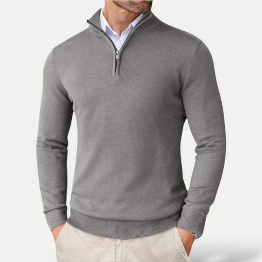 Mens Long Sleeve Cotton Half Zip Sweater