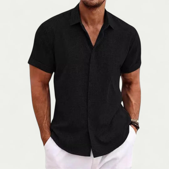 Linen Casual Short Sleeve Shirt for Men Summer Holiday Fit