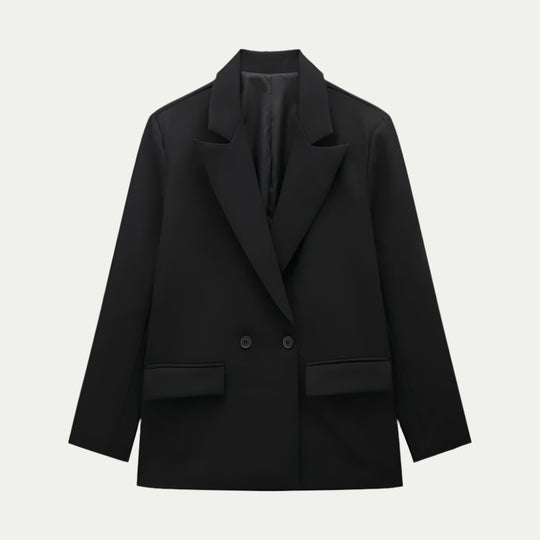 Randimo | Women's Double-Breasted Blazer with Pockets - Vintage Long Sleeve Notched Neck Office Outfit