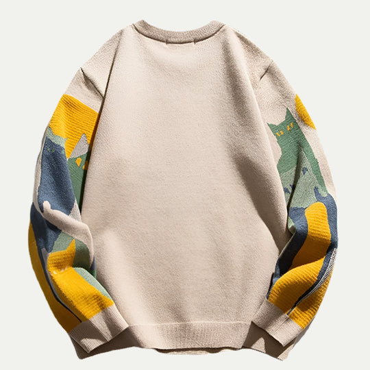 Randimo | Unisex Cat Print Knitted Sweater