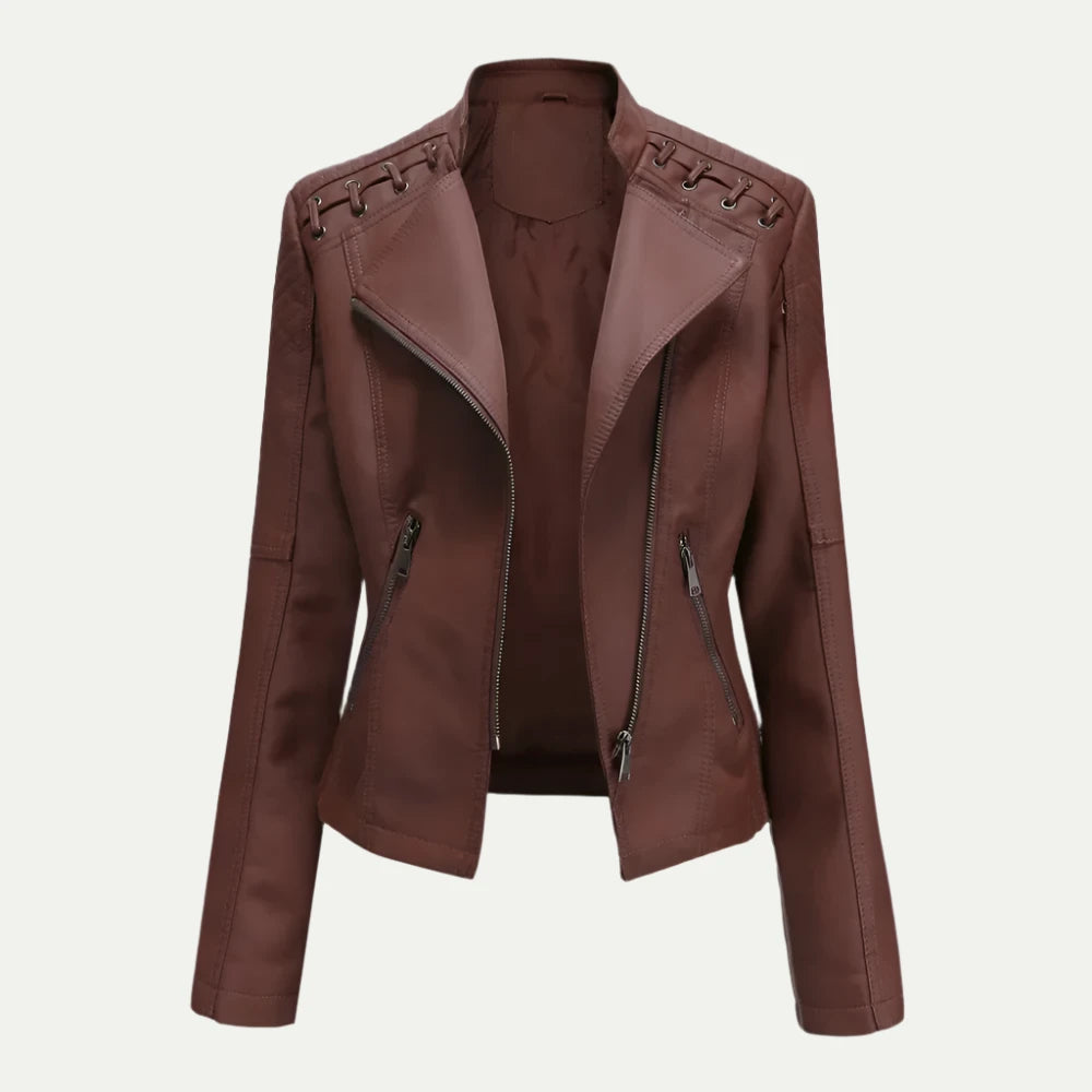 Randimo | Women's Genuine Leather Cropped Jacket