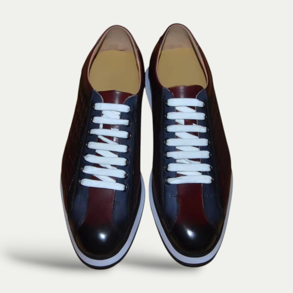 Men Plaid Leather Orthopedic Casual Skate Sneakers