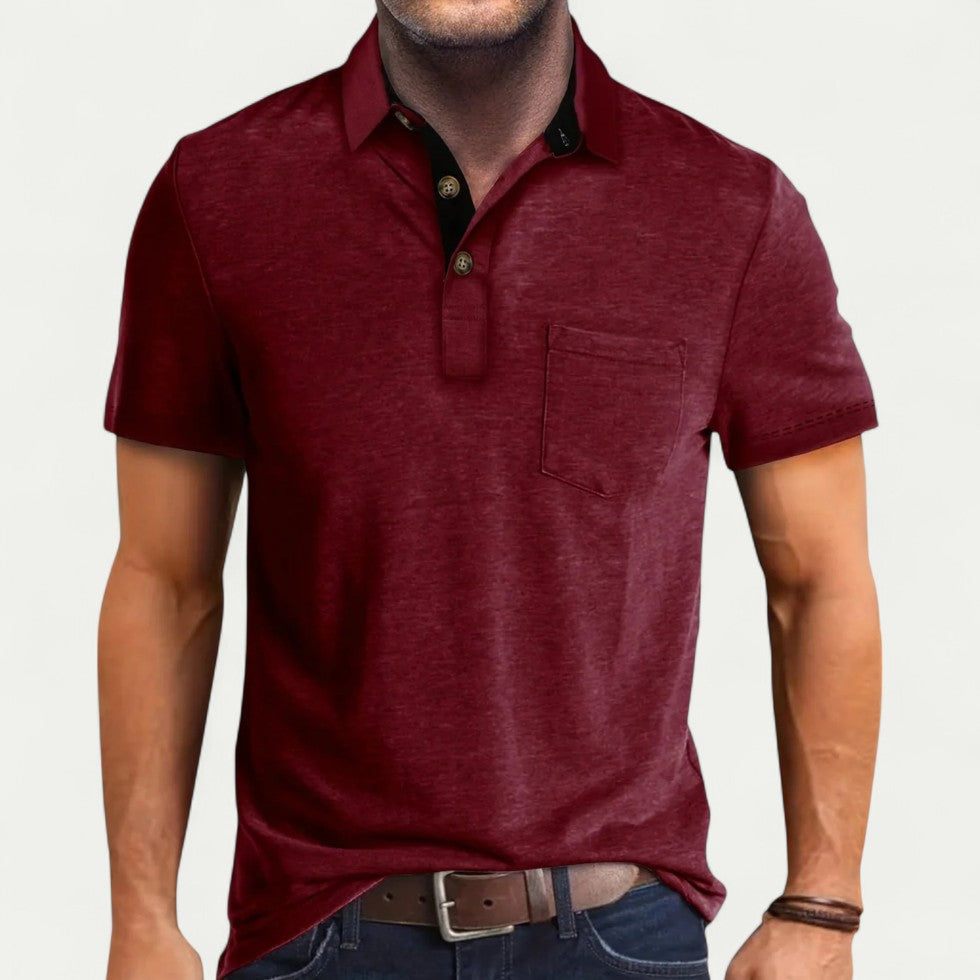 Men's Short Sleeve Polo Shirt with Pocket Smart Casual Fit