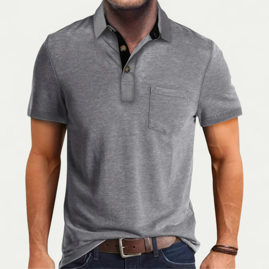 Men's Short Sleeve Polo Shirt with Pocket Smart Casual Fit