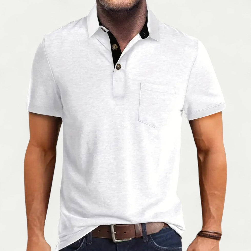 Men's Short Sleeve Polo Shirt with Pocket Smart Casual Fit