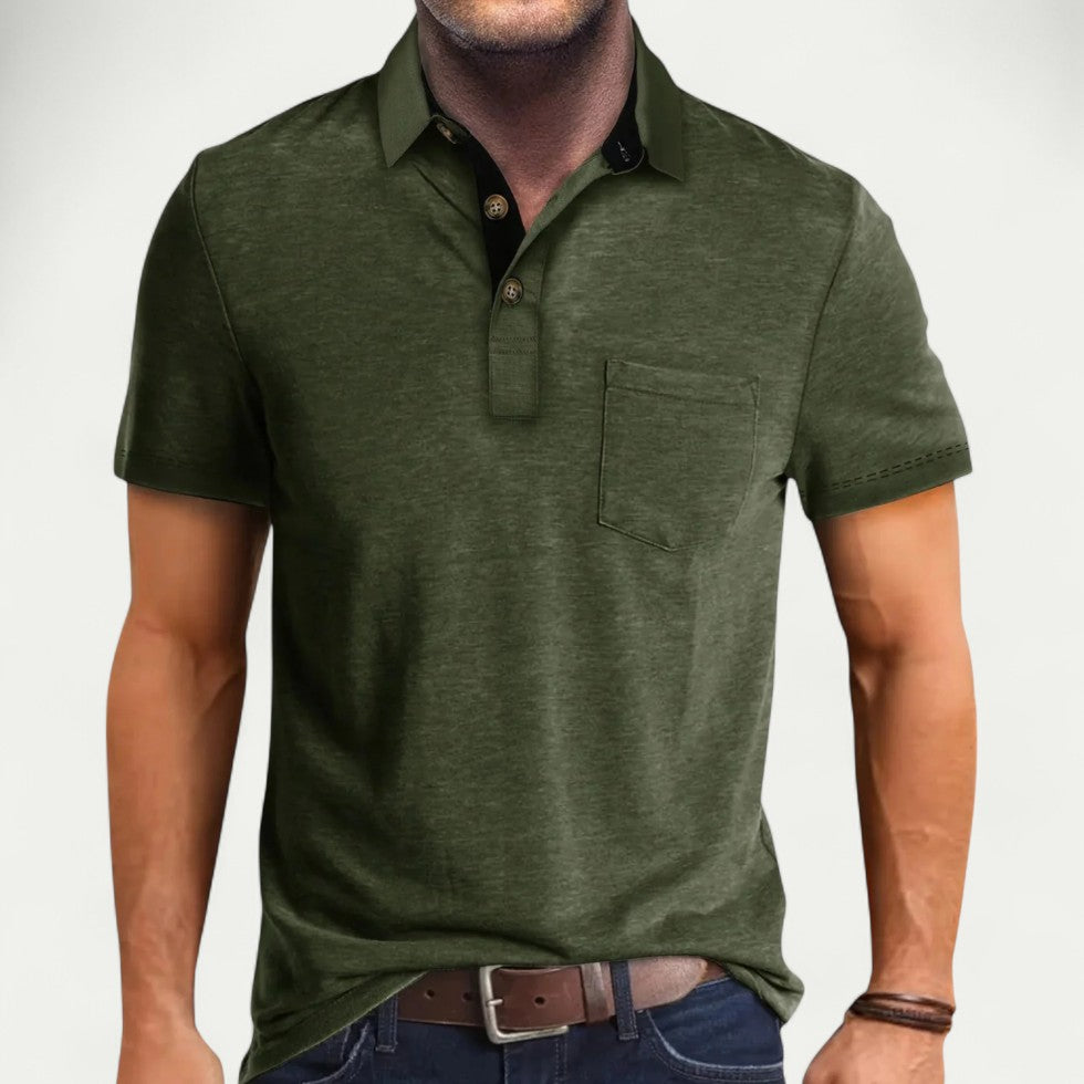 Men's Short Sleeve Polo Shirt with Pocket Smart Casual Fit