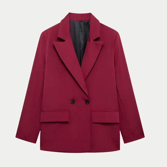 Randimo | Women's Double-Breasted Blazer with Pockets - Vintage Long Sleeve Notched Neck Office Outfit