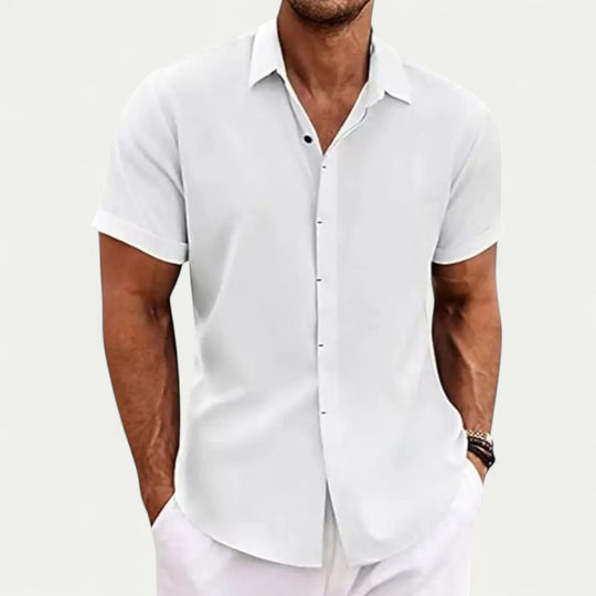 Linen Casual Short Sleeve Shirt for Men Summer Holiday Fit