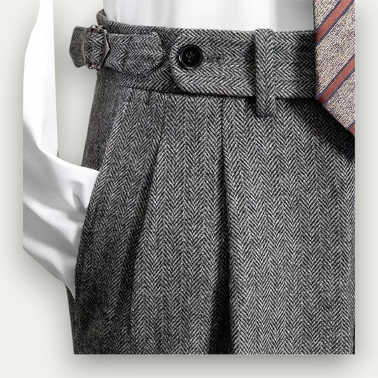 Randimo | Men's High-Waist Wool Tweed Trousers, Business Casual Autumn-Winter