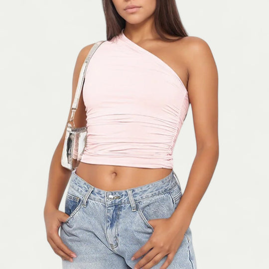 Ruched One Shoulder Top for Going Out Looks