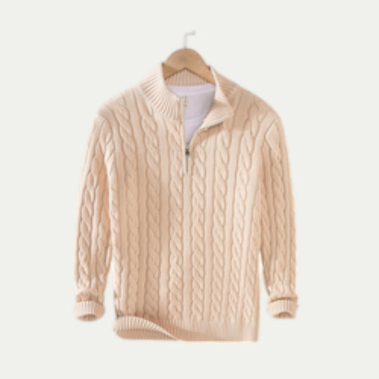 Men OId Money Half Zip Cotton Knit Pullover Sweater