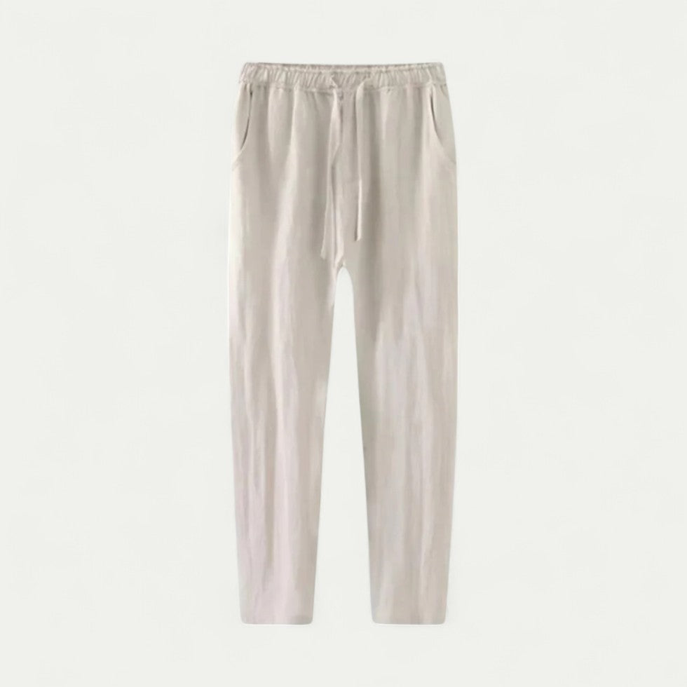 Relaxed Fit Linen Blend Trousers for Summer Everyday Wear